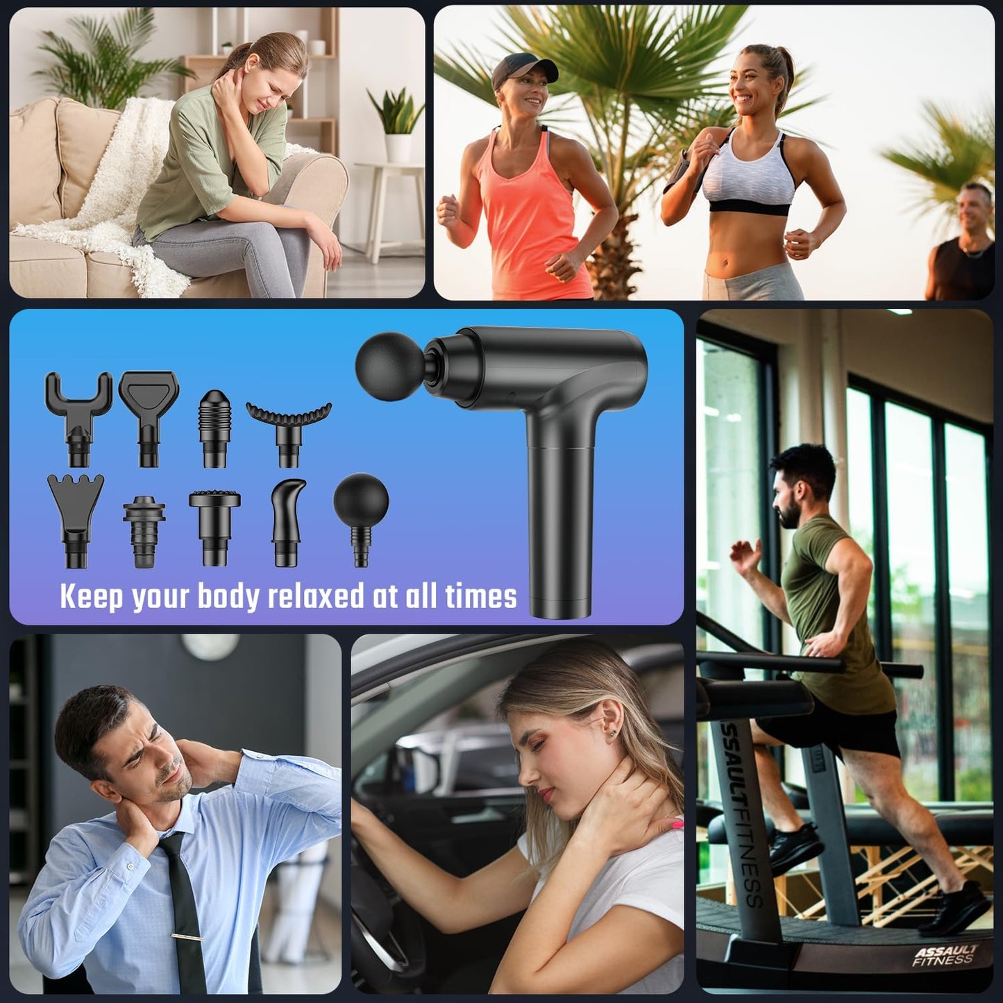 Massage Gun, Muscle Massage Gun Deep Tissue Back Massager for Pain Relief, 20 Speeds Handheld Electric Massager Tool with Silent Brushless Motor, Suitable for Gym Office Home Travel