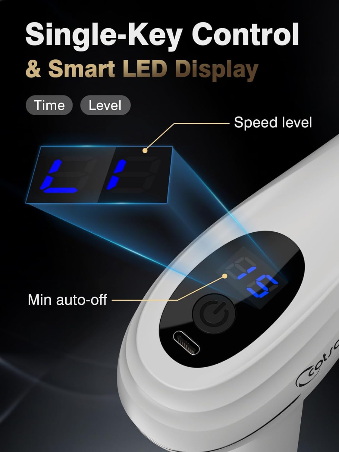 Massage Gun with Upgraded Extension Handle, Percussion Deep Tissue Back Massager with 4 Massage Heads & 6 Speed Levels, Muscles/Neck/Shoulders/Waist/Legs Massager for Pain Relief, Gifts