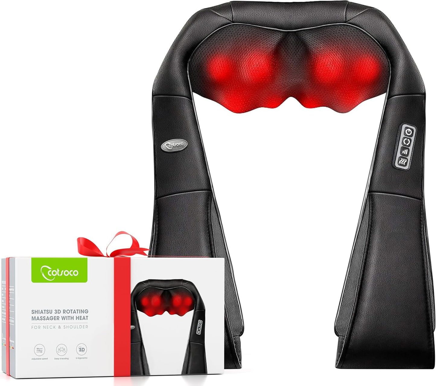 Cordless Shiatsu Neck and Shoulder Massager with Heat,Portable Massagers for Neck and Back,3D Deep Tissue Kneading Back Massager for Muscle Pain Relief,Perfect Gifts for Men and Woman