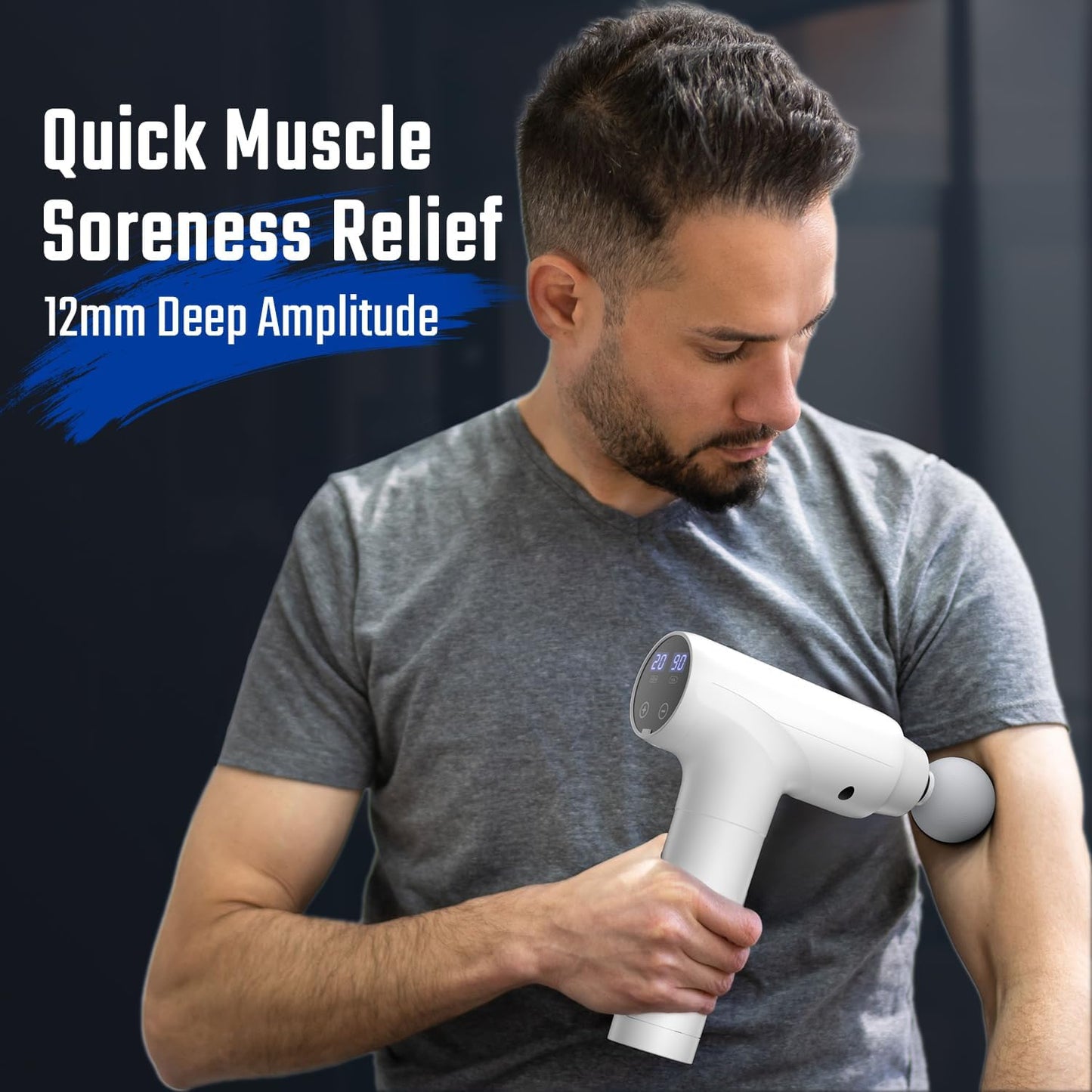 Massage Gun Deep Tissue, Muscle Massage Gun Back Massager for Pain Relief, 20 Speeds Handheld Electric Massager Tool with Silent Brushless Motor, Suitable for Gym Office Home Travel