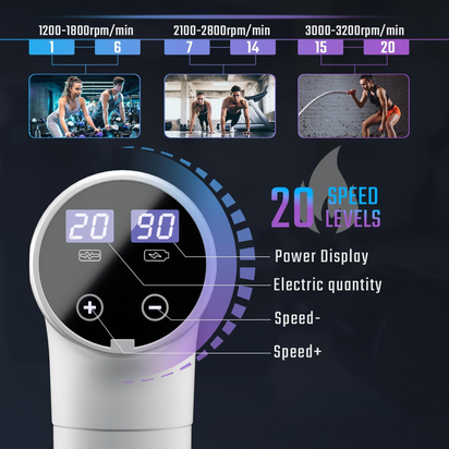 Massage Gun Deep Tissue, Muscle Massage Gun Back Massager for Pain Relief, 20 Speeds Handheld Electric Massager Tool with Silent Brushless Motor, Suitable for Gym Office Home Travel