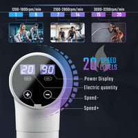 Massage Gun Deep Tissue, Muscle Massage Gun Back Massager for Pain Relief, 20 Speeds Handheld Electric Massager Tool with Silent Brushless Motor, Suitable for Gym Office Home Travel