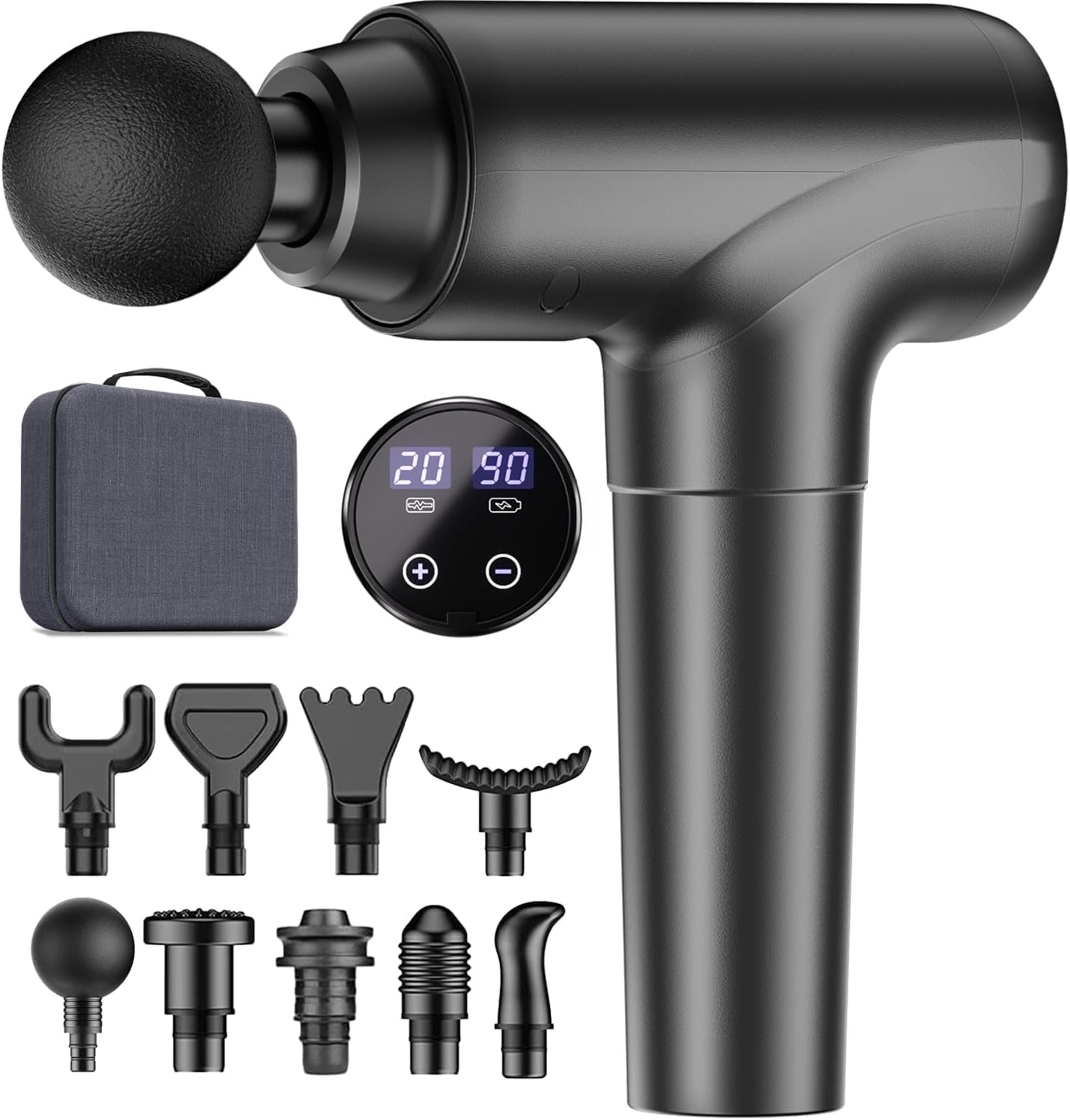 Massage Gun, Muscle Massage Gun Deep Tissue Back Massager for Pain Relief, 20 Speeds Handheld Electric Massager Tool with Silent Brushless Motor, Suitable for Gym Office Home Travel