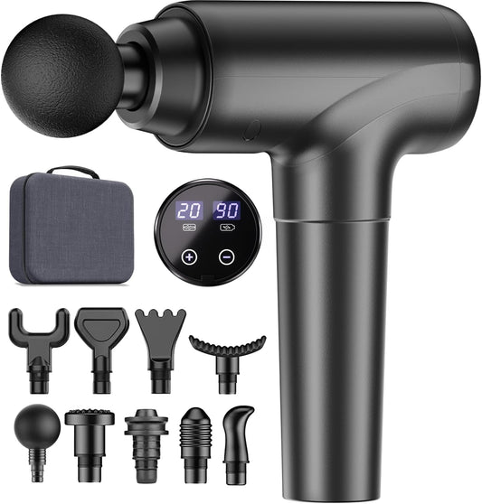 Massage Gun, Muscle Massage Gun Deep Tissue Back Massager for Pain Relief, 20 Speeds Handheld Electric Massager Tool with Silent Brushless Motor, Suitable for Gym Office Home Travel