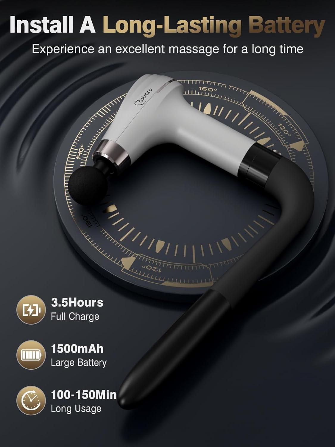 Massage Gun with Upgraded Extension Handle, Percussion Deep Tissue Back Massager with 4 Massage Heads & 6 Speed Levels, Muscles/Neck/Shoulders/Waist/Legs Massager for Pain Relief, Gifts