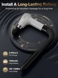 Massage Gun with Upgraded Extension Handle, Percussion Deep Tissue Back Massager with 4 Massage Heads & 6 Speed Levels, Muscles/Neck/Shoulders/Waist/Legs Massager for Pain Relief, Gifts