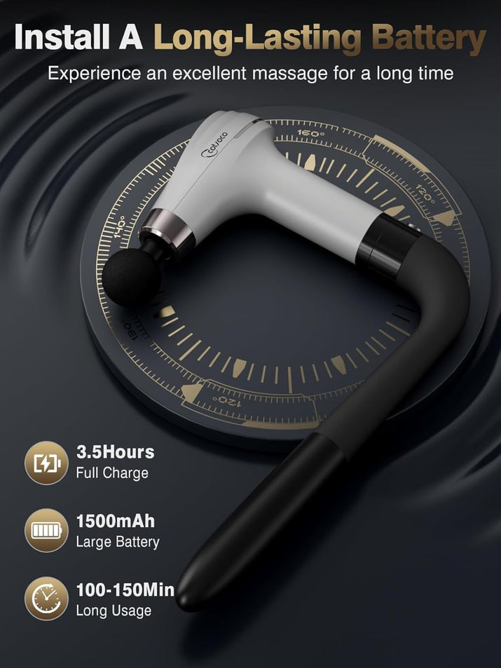 Massage Gun with Upgraded Extension Handle, Percussion Deep Tissue Back Massager with 4 Massage Heads & 6 Speed Levels, Muscles/Neck/Shoulders/Waist/Legs Massager for Pain Relief, Gifts