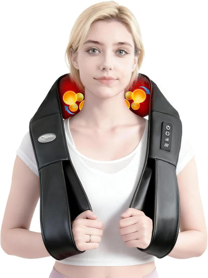 Neck Massager, Shiatsu Shoulder Massager with Heat, Portable 3D Ergonomic Deep Tissue Shoulder and Back Massager for Pain Relief, Birthday and Christmas Gifts for Mom and Dad, Men and Women