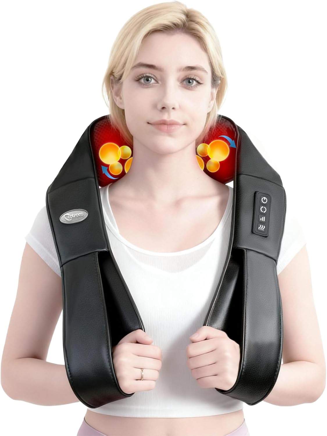 Neck Massager, Shiatsu Shoulder Massager with Heat, Portable 3D Ergonomic Deep Tissue Shoulder and Back Massager for Pain Relief, Birthday and Christmas Gifts for Mom and Dad, Men and Women