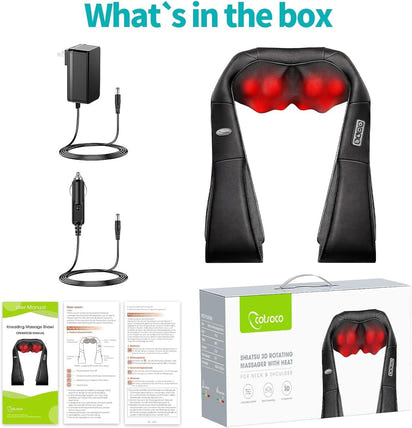 Neck Massager, Shiatsu Shoulder Massager with Heat, Portable 3D Ergonomic Deep Tissue Shoulder and Back Massager for Pain Relief, Birthday and Christmas Gifts for Mom and Dad, Men and Women