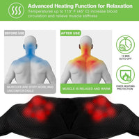 Neck Massager, Shiatsu Shoulder Massager with Heat, Portable 3D Ergonomic Deep Tissue Shoulder and Back Massager for Pain Relief, Birthday and Christmas Gifts for Mom and Dad, Men and Women