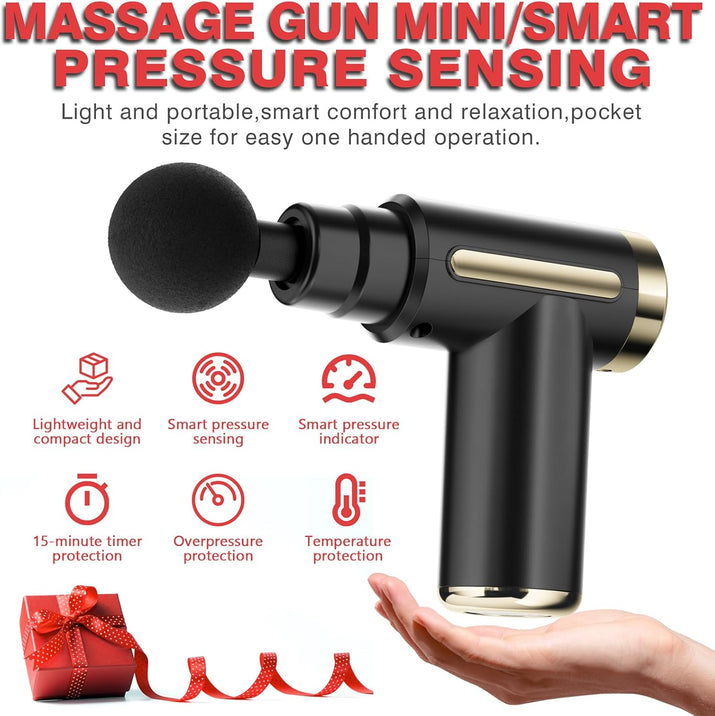 Massage Gun, Massage Gun Deep Tissue for Pain Relief with 4 Massage Heads & 6 Speeds, Electric Mini Handheld Body Massager for Any Pain Relief, Best Gifts for Dad and Mom