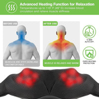 Cordless Shiatsu Neck and Shoulder Massager with Heat,Portable Massagers for Neck and Back,3D Deep Tissue Kneading Back Massager for Muscle Pain Relief,Perfect Gifts for Men and Woman