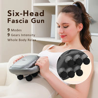 Professional Six-Head Fascia Gun Electric Massager Back Body Muscle Relaxation Massage Machine Hands-Free Home Use